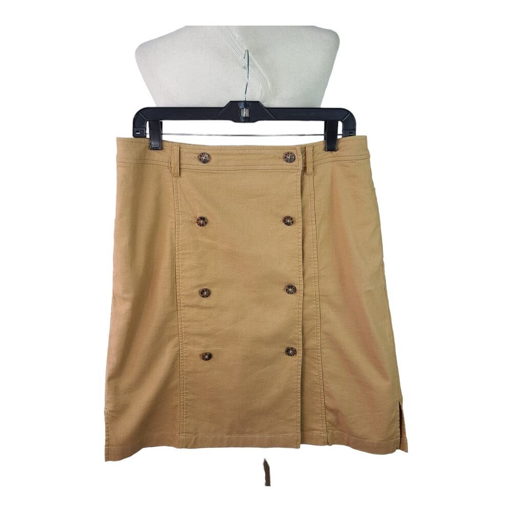 Pendleton Mustard Brown Double Button Linen Blend Skirt Size 10